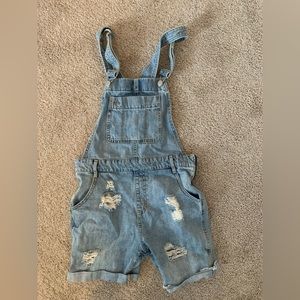 Ripped Jean Shorts Overalls